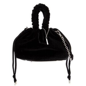 House of Harlow 1960 Black Velvet Drawstring Convertible Purse Clutch Bag